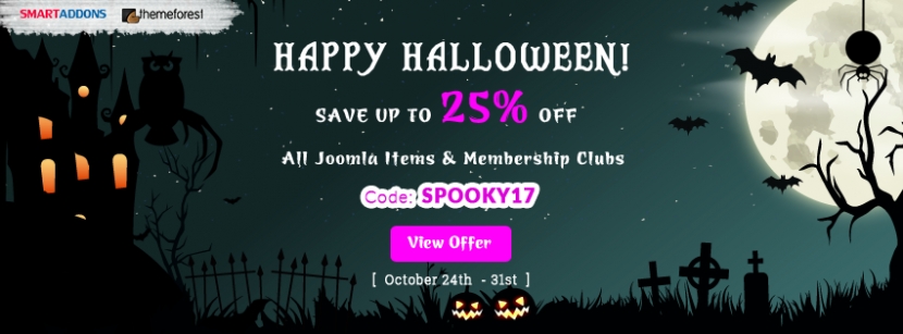 Halloween Joomla Sale! 25% OFF Discount Coupon Code for Everything